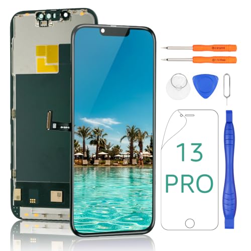 Yodoit Ersatzbildschirm für iPhone 13 Pro, 15,5 cm (6,1 Zoll), LCD, 3D-Touch-Display, Full HD, Digitizer-Rahmenmontage (A2483, A2636, A2638, A2639, A2640) mit Reparaturwerkzeugen, Displayschutzfolie von Yodoit