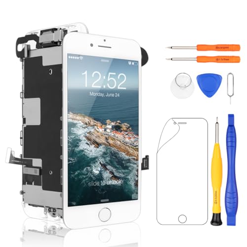 Yodoit Ersatzset für iPhone 8, Vollmontage, weißes LCD mit Home-Taste, Frontkamera 3D-Touch-Display mit Reparaturwerkzeug-Set, kompatibel mit Modell A1863, A1905, A1906 Yodoit Ersatzset für iPhone 8, Vollmontage, weißes LCD mit Home-Taste, Frontkamera 3D-Touch-Display mit Reparaturwerkzeug-Set, kompatibel mit Modell A1863, A1905, A1906 von Yodoit