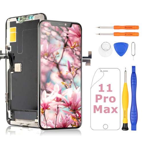 Yodoit Für iPhone 11 Pro Max OLED Bildschirm Ersatz Kit 6,5 Zoll 3D Touch Display Digitizer [Nicht LCD] 3D Touch Face ID Funktion mit Reparaturwerkzeugset, Displayschutzfolie von Yodoit