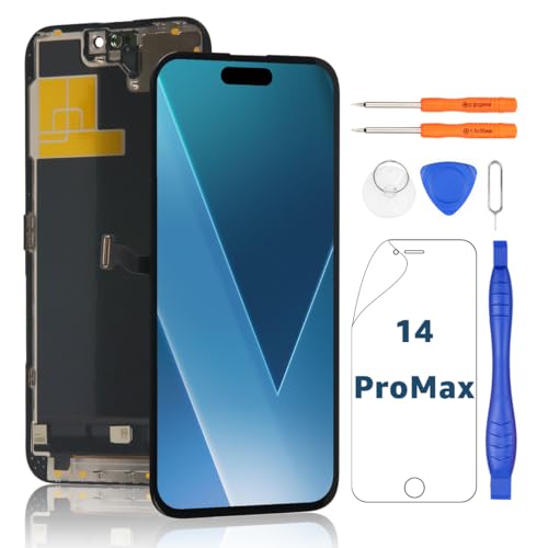 Yodoit für iPhone 14 Pro Max 6.7 Zoll LCD Bildschirm FHD Touch Display Digitizer mit Reparatur Kit, Schutzfolie, Kompatibel mit Modell A2651, A2893, A2896, A2895, A2894 Yodoit für iPhone 14 Pro Max 6.7 Zoll LCD Bildschirm FHD Touch Display Digitizer mit Reparatur Kit, Schutzfolie, Kompatibel mit Modell A2651, A2893, A2896, A2895, A2894 von Yodoit