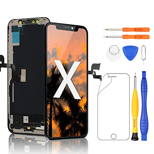 Yodoit Für iPhone X Display vormontiert LCD Bildschirm Ersatz, Touchscreen Reparatur-Set komplett mit Werkzeug-Kit und Rahmen Kompatibel mit Modell A1865, A1901, A1902 (3D Touch Verfügbar) von Yodoit