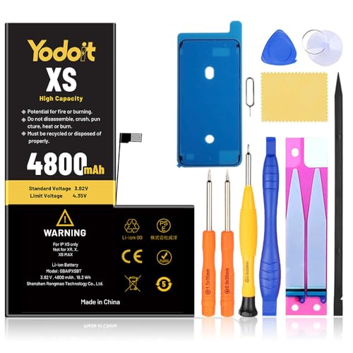 Yodoit Für iPhone XS (A1920, A2097, A2098, A2099, A2100) 4100 mAh Akku Ersatz Hohe Kapazität 0 Zyklen Neuer Akku mit Reparaturwerkzeug-Set & Kleber von Yodoit