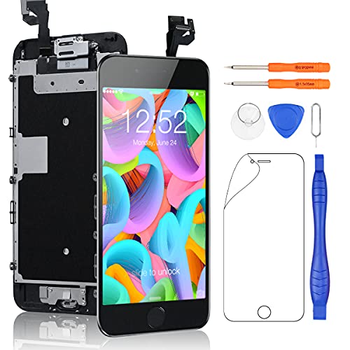 Yodoit Komplett Display für iPhone 6s LCD Bildschirm vormontiert 4.7" Schwarz mit homebutton, Montage Glas Touchscreen mit Frontkamera Näherungssensor Reparaturset Ersatzbildschirm + Werkzeuge Yodoit Komplett Display für iPhone 6s LCD Bildschirm vormontiert 4.7" Schwarz mit homebutton, Montage Glas Touchscreen mit Frontkamera Näherungssensor Reparaturset Ersatzbildschirm + Werkzeuge von Yodoit