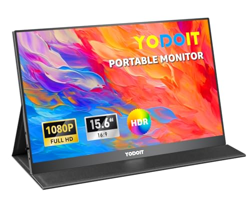 Yodoit Portable Monitor 15,6 Zoll 1920 x 1080 FHD Tragbarer Monitor IPS-Display mit USB Typ C Eingebaute Lautsprecher Eye Care Bildschirm für PC, Laptop, Xbox, PS 3/4/5, Switch und TV von Yodoit