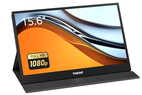 Yodoit Portable Monitor 15,6 Zoll 1920 x 1080 FHD Tragbarer Monitor IPS-Display mit USB Typ C Eingebaute Lautsprecher Eye Care Bildschirm für PC, Laptop, Xbox, PS 3/4/5, Switch und TV von Yodoit