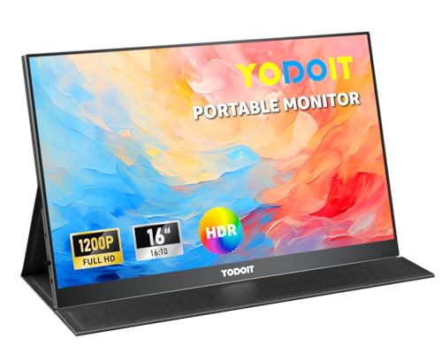 Yodoit Portable Monitor 16" 1920x1200 FHD Monitor Bildschirm IPS 16:10 Display mit USB Typ C und eingebauten Lautsprechern mit Smart Cover Kompatibel mit PC, Laptop, MacBook, Xbox Yodoit Portable Monitor 16" 1920x1200 FHD Monitor Bildschirm IPS 16:10 Display mit USB Typ C und eingebauten Lautsprechern mit Smart Cover Kompatibel mit PC, Laptop, MacBook, Xbox von Yodoit