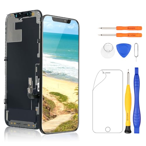 Yodoit für iPhone 12/12 Pro OLED Bildschirm Ersatz Kit [Nicht LCD] 3D Touch Face ID Display Digitizer Montage mit Reparaturwerkzeug Kit, Bildschirm Schutzfolie von Yodoit