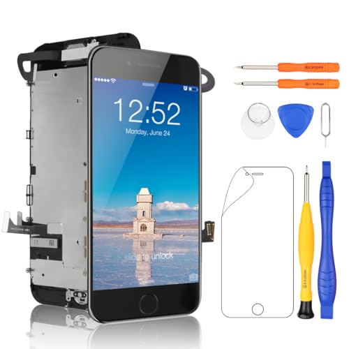 Yodoit für iPhone 7 Bildschirm Ersatz mit Home -Taste Display Digitizer Full Assembly Schwarzer LCD mit Home -Taste, Frontkamera, Ohrhörer -Lautsprecher mit Reparaturwerkzeugkit und Schutzfilm von Yodoit