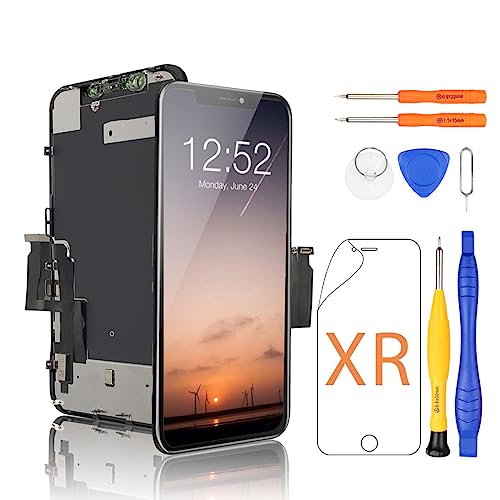 Yodoit für iPhone XR Display LCD Bildschirm Ersatz Digitizer Glas Assembly 6,1 Zoll Schwarz mit Reparatur Werkzeug Kit Kompatibel mit Modell A1984, A2105, A2106, A2107 von Yodoit