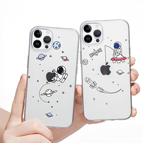 Yoedge 2 Stück Durchsichtig Hülle für iPhone 13 Pro 6,1", Transparent Handyhülle mit Aesthetic Motiv Mode Muster, Ultra Dünn Weich Klar Silikon TPU Stoßfeste Bumper Schutzhülle für Mädchen,Astronaut 1 Yoedge 2 Stück Durchsichtig Hülle für iPhone 13 Pro 6,1", Transparent Handyhülle mit Aesthetic Motiv Mode Muster, Ultra Dünn Weich Klar Silikon TPU Stoßfeste Bumper Schutzhülle für Mädchen,Astronaut 1 von Yoedge