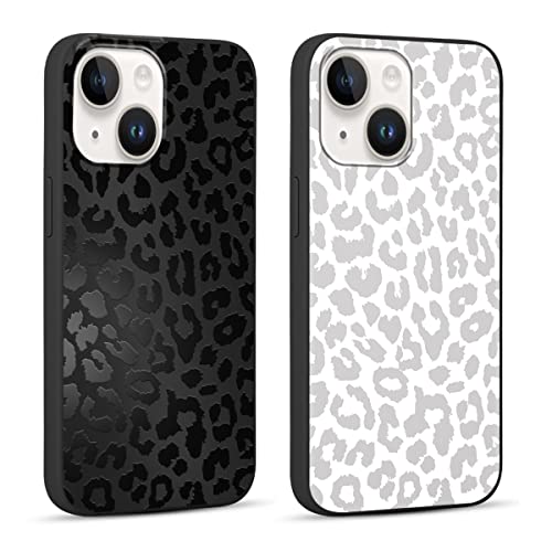 Yoedge 2 Stück HandyHülle für Apple iPhone 14 Hülle 6,1", Schutzhülle für iPhone 14 / iPhone 13 Case 3D Leopard Muster Design Aesthetic Mädchen Junge Geschenk Weich TPU Silikon Stoßfest Cover, Schwarz von Yoedge