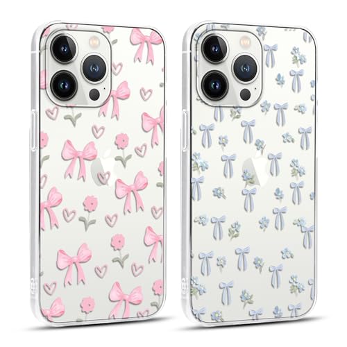 Yoedge 2 Stück HandyHülle für iPhone 13 Pro Hülle, Aesthetic Sterne Muster Star Design Mädchen Junge Geschenk, Transparent Weich Silikon Stoßfest Bumper Cover Schutzhülle für iPhone 13Pro Case 6,1" von Yoedge