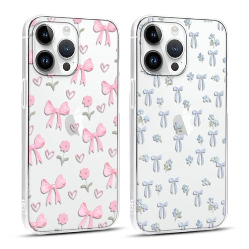 Yoedge 2 Stück HandyHülle für iPhone 14 Pro Max Hülle, Aesthetic Sterne Muster Star Design Mädchen Junge Geschenk, Transparent Silikon Stoßfest Bumper Cover Schutzhülle für iPhone 14Pro Max Case 6,7" von Yoedge