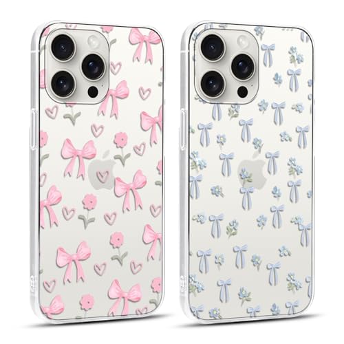 Yoedge 2 Stück HandyHülle für iPhone 15 Pro Max Hülle, Aesthetic Sterne Muster Star Design Mädchen Junge Geschenk, Transparent Silikon Stoßfest Bumper Cover Schutzhülle für iPhone 15Pro Max Case 6,7" von Yoedge