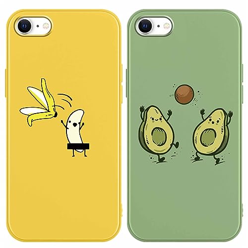 Yoedge 2 Stück Handyhülle für Apple iPhone 8/7 / SE2022 / SE2020 4,7" Hülle mit Muster, Weiche TPU Soft Slim Silikon Schutzhülle Con Motiv Aesthetic,Stoßfeste Case Cover für iPhone8,Avocado Banane von Yoedge