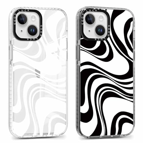 Yoedge 2 Stück Handyhülle für iPhone 13 Mini Hülle 5,4", Wirbel Muster Frauen Mädchen Aesthetic Handyhülle, Transparent Dünn Weich Silikon TPU Slim Stoßfest Kratzfest Schutzhülle für iPhone 13 Mini von Yoedge