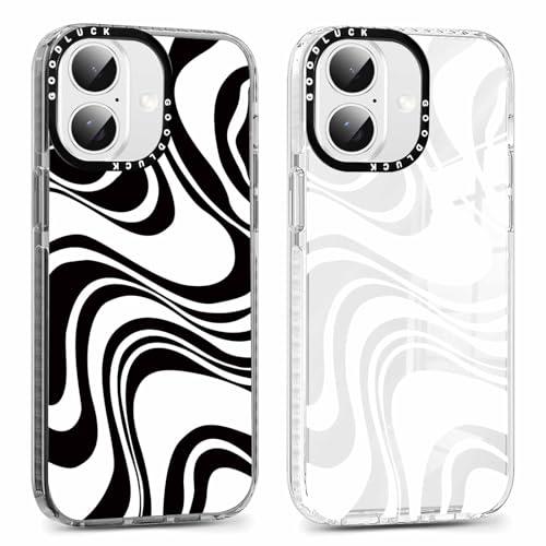 Yoedge 2 Stück Handyhülle für iPhone 16 Hülle 6,1", Wirbel Muster Frauen Mädchen Aesthetic Handyhülle, Transparent Dünn Weich Silikon TPU Slim Klar Stoßfest Kratzfest Schutzhülle für iPhone 16 von Yoedge