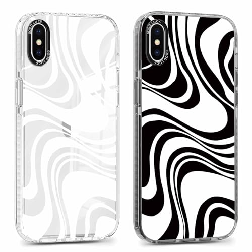Yoedge 2 Stück Handyhülle für iPhone XS Max Hülle 6,5", Wirbel Muster Frauen Mädchen Aesthetic Handyhülle, Transparent Dünn Weich Silikon TPU Slim Klar Stoßfest Kratzfest Schutzhülle für iPhone XS Max von Yoedge