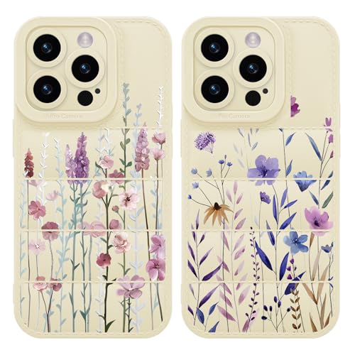 Yoedge 2 Stück Puffer Handyhülle für iPhone 11 Pro 5,8", Weiche TPU Silikon Aesthetic Blumen Handyhülle für Mädchen Frauen Design, Kratzfestes Stoßfest Bumper Schutzhülle für iPhone 11 Pro, Blume 3 von Yoedge