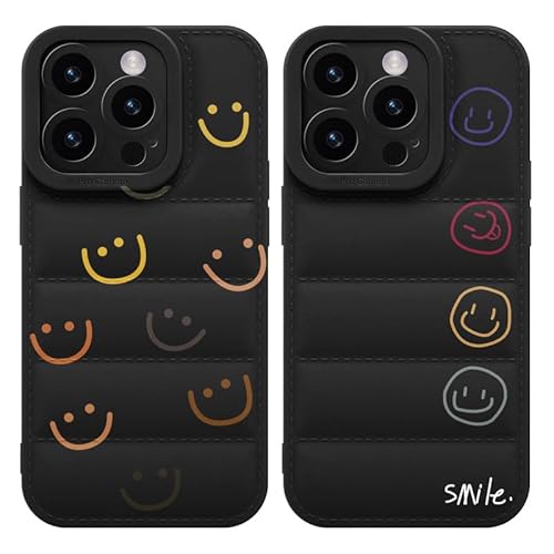 Yoedge 2 Stück Puffer Handyhülle für iPhone 11 Pro 5,8", Weiche TPU Silikon Aesthetic Handyhülle für Mädchen Frauen Design, Kratzfestes Stoßfest Bumper Schutzhülle für iPhone 11 Pro, Smiley Gesicht von Yoedge