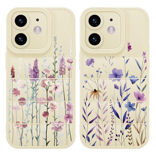 Yoedge 2 Stück Puffer Handyhülle für iPhone X/iPhone XS 5,8", Weiche TPU Silikon Aesthetic Blumen Handyhülle für Mädchen Frauen Design, Kratzfestes Stoßfest Bumper Schutzhülle für iPhone XS, Blume 3 von Yoedge