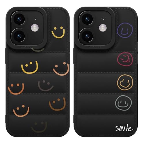 Yoedge 2 Stück Puffer Handyhülle für iPhone XR 6,1", Weiche TPU Silikon Aesthetic Handyhülle für Mädchen Frauen Design, Kratzfestes Stoßfest Bumper Schutzhülle für iPhone XR, Smiley Gesicht von Yoedge