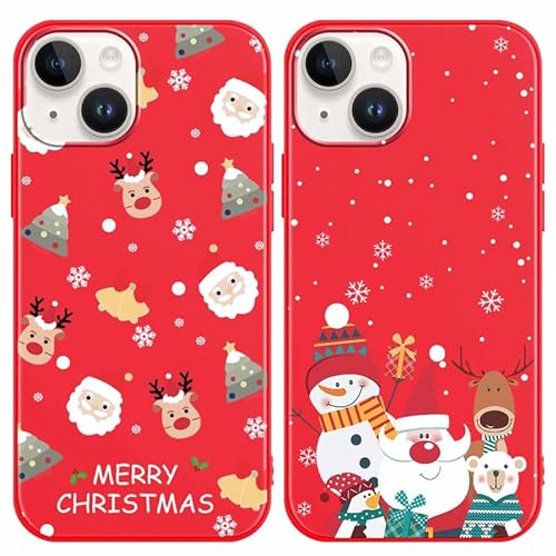 Yoedge 2 Stück Weihnachten Handyhülle für Apple iPhone 15 Hülle 6,1", Rot Weihnachts Schutzhülle mit Elch Muster Aesthetic, Weich Silikon Stoßfeste Christmas Case Cover für iPhone 15, Weihnachtsmann Yoedge 2 Stück Weihnachten Handyhülle für Apple iPhone 15 Hülle 6,1", Rot Weihnachts Schutzhülle mit Elch Muster Aesthetic, Weich Silikon Stoßfeste Christmas Case Cover für iPhone 15, Weihnachtsmann von Yoedge