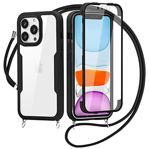 Yoedge 360 Grad Handyhülle Handykette für iPhone 11 Pro 5,8", Necklace Silikon TPU Fullbody Schutzhülle mit Integriertem Displayschutz Transparent Stoßfest Hülle mit Band zum Umhängen - Schwarz Yoedge 360 Grad Handyhülle Handykette für iPhone 11 Pro 5,8", Necklace Silikon TPU Fullbody Schutzhülle mit Integriertem Displayschutz Transparent Stoßfest Hülle mit Band zum Umhängen - Schwarz von Yoedge