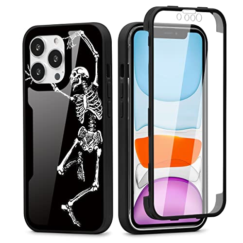 Yoedge 360 Grad Hülle für iPhone 7 Plus/8 Plus 5,5", Handyhülle mit Eingebautem Displayschutz TPU Stoßfest Durchsichtige Front Und Rückenschutz Schutzhülle Silikon PC Bumper Fullbody Cover, Skelett von Yoedge