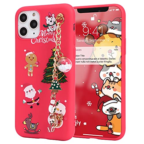 Yoedge Armband Handyhülle für Apple iPhone 13 Mini 5,4", Weihnachten 3D Puppe Kette Handgelenk Strap Schutzhülle Rot Silikon Muster Stoßfest TPU Case Hülle für iPhone 13 Mini, Cartoon von Yoedge