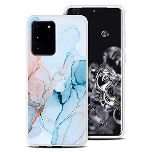 Yoedge Handyhülle Samsung Galaxy A12 4G Hülle 6,5", Blau Marmor Muster TPU Bumper mit Silikon Weiche Schlank Schutzhülle Handytasche Gummi Dünn Flexibel Case Stoßfest Handy hülle für Samsung A12 von Yoedge