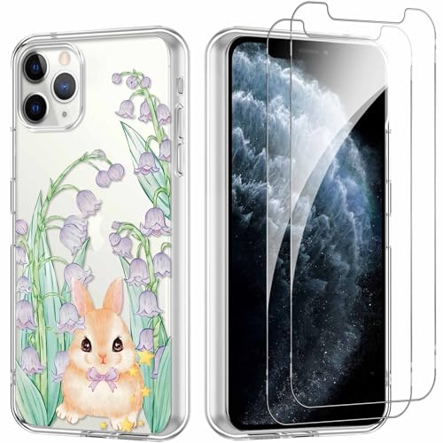 Yoedge Handyhülle für iPhone 11 Pro 5,8'' Hülle mit 2 Stück Schutzfolie Schutzglas, Aesthetic Design Mädchen Muster Klare Schutzhülle, Dünne Silikon Transparent Hülle für iPhone 11 Pro, Kaninchen Yoedge Handyhülle für iPhone 11 Pro 5,8'' Hülle mit 2 Stück Schutzfolie Schutzglas, Aesthetic Design Mädchen Muster Klare Schutzhülle, Dünne Silikon Transparent Hülle für iPhone 11 Pro, Kaninchen von Yoedge