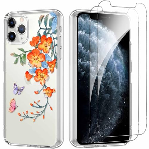Yoedge Handyhülle für iPhone 11 Pro 5,8'' Hülle mit 2 Stück Schutzfolie Schutzglas, Aesthetic Design Mädchen Muster Klare Schutzhülle, Dünne Silikon Transparent Hülle für iPhone 11 Pro, Blume 05 Yoedge Handyhülle für iPhone 11 Pro 5,8'' Hülle mit 2 Stück Schutzfolie Schutzglas, Aesthetic Design Mädchen Muster Klare Schutzhülle, Dünne Silikon Transparent Hülle für iPhone 11 Pro, Blume 05 von Yoedge
