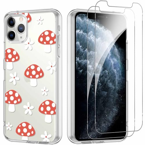 Yoedge Handyhülle für iPhone 11 Pro 5,8'' Hülle mit 2 Stück Schutzfolie Schutzglas, Aesthetic Design Mädchen Muster Klare Schutzhülle, Dünne Silikon Transparent Hülle für iPhone 11 Pro, Pilz Yoedge Handyhülle für iPhone 11 Pro 5,8'' Hülle mit 2 Stück Schutzfolie Schutzglas, Aesthetic Design Mädchen Muster Klare Schutzhülle, Dünne Silikon Transparent Hülle für iPhone 11 Pro, Pilz von Yoedge