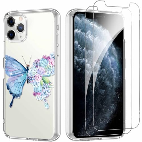 Yoedge Handyhülle für iPhone 11 Pro 5,8'' Hülle mit 2 Stück Schutzfolie Schutzglas, Aesthetic Design Muster Klare Schutzhülle, Dünne Silikon Transparent Hülle für iPhone 11 Pro, Schmetterling 02 Yoedge Handyhülle für iPhone 11 Pro 5,8'' Hülle mit 2 Stück Schutzfolie Schutzglas, Aesthetic Design Muster Klare Schutzhülle, Dünne Silikon Transparent Hülle für iPhone 11 Pro, Schmetterling 02 von Yoedge