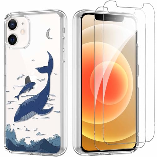 Yoedge Handyhülle für iPhone 12/12 Pro 6,1'' Hülle mit 2 Stück Schutzfolie Schutzglas, Aesthetic Design Mädchen Muster Klare Schutzhülle, Dünne Silikon Transparent Hülle für iPhone 12 Pro, Delfin Yoedge Handyhülle für iPhone 12/12 Pro 6,1'' Hülle mit 2 Stück Schutzfolie Schutzglas, Aesthetic Design Mädchen Muster Klare Schutzhülle, Dünne Silikon Transparent Hülle für iPhone 12 Pro, Delfin von Yoedge