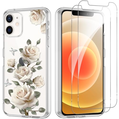 Yoedge Handyhülle für iPhone 12/iPhone 12 Pro 6,1'' Hülle mit 2 Stück Schutzfolie Schutzglas, Aesthetic Design Mädchen Muster Klare Schutzhülle, Silikon Transparent Hülle für iPhone 12 Pro, Blume 08 Yoedge Handyhülle für iPhone 12/iPhone 12 Pro 6,1'' Hülle mit 2 Stück Schutzfolie Schutzglas, Aesthetic Design Mädchen Muster Klare Schutzhülle, Silikon Transparent Hülle für iPhone 12 Pro, Blume 08 von Yoedge