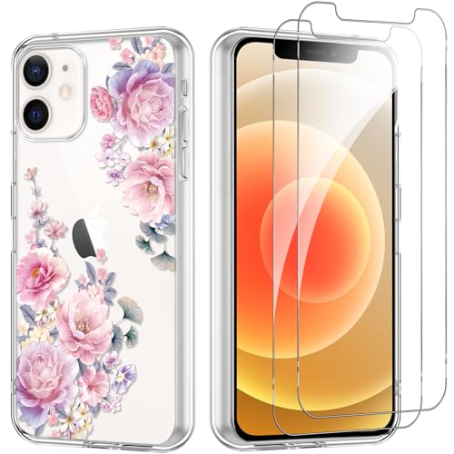 Yoedge Handyhülle für iPhone 12/iPhone 12 Pro 6,1'' Hülle mit 2 Stück Schutzfolie Schutzglas, Aesthetic Design Mädchen Muster Klare Schutzhülle, Silikon Transparent Hülle für iPhone 12 Pro, Blume 11 Yoedge Handyhülle für iPhone 12/iPhone 12 Pro 6,1'' Hülle mit 2 Stück Schutzfolie Schutzglas, Aesthetic Design Mädchen Muster Klare Schutzhülle, Silikon Transparent Hülle für iPhone 12 Pro, Blume 11 von Yoedge