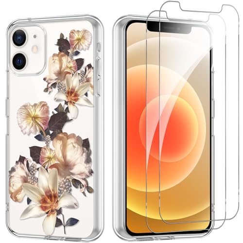 Yoedge Handyhülle für iPhone 12/iPhone 12 Pro 6,1'' Hülle mit 2 Stück Schutzfolie Schutzglas, Aesthetic Design Mädchen Muster Klare Schutzhülle, Silikon Transparent Hülle für iPhone 12 Pro, Blume 07 Yoedge Handyhülle für iPhone 12/iPhone 12 Pro 6,1'' Hülle mit 2 Stück Schutzfolie Schutzglas, Aesthetic Design Mädchen Muster Klare Schutzhülle, Silikon Transparent Hülle für iPhone 12 Pro, Blume 07 von Yoedge