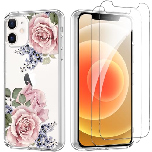 Yoedge Handyhülle für iPhone 12/iPhone 12 Pro 6,1'' Hülle mit 2 Stück Schutzfolie Schutzglas, Aesthetic Design Mädchen Muster Klare Schutzhülle, Silikon Transparent Hülle für iPhone 12 Pro, Blume 10 Yoedge Handyhülle für iPhone 12/iPhone 12 Pro 6,1'' Hülle mit 2 Stück Schutzfolie Schutzglas, Aesthetic Design Mädchen Muster Klare Schutzhülle, Silikon Transparent Hülle für iPhone 12 Pro, Blume 10 von Yoedge
