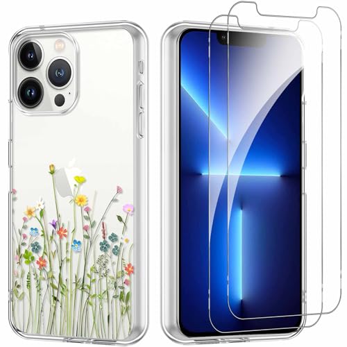 Yoedge Handyhülle für iPhone 13 Pro 6,1'' Hülle mit 2 Stück Schutzfolie Schutzglas, Aesthetic Design Mädchen Muster Klare Schutzhülle, Dünne Silikon Transparent Hülle für iPhone 13 Pro, Blume 03 Yoedge Handyhülle für iPhone 13 Pro 6,1'' Hülle mit 2 Stück Schutzfolie Schutzglas, Aesthetic Design Mädchen Muster Klare Schutzhülle, Dünne Silikon Transparent Hülle für iPhone 13 Pro, Blume 03 von Yoedge