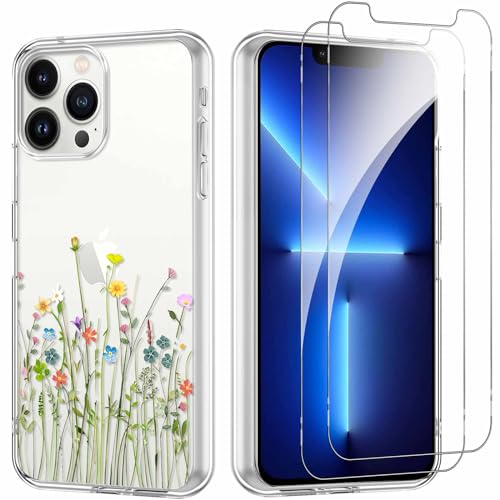 Yoedge Handyhülle für iPhone 13 Pro Max 6,7'' Hülle mit 2 Stück Schutzfolie Schutzglas,Aesthetic Design Mädchen Muster Klare Schutzhülle,Dünne Silikon Transparent Hülle für iPhone 13 Pro Max, Blume 03 Yoedge Handyhülle für iPhone 13 Pro Max 6,7'' Hülle mit 2 Stück Schutzfolie Schutzglas,Aesthetic Design Mädchen Muster Klare Schutzhülle,Dünne Silikon Transparent Hülle für iPhone 13 Pro Max, Blume 03 von Yoedge