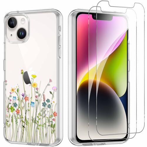Yoedge Handyhülle für iPhone 14/iPhone 13 6,1'' Hülle mit 2 Stück Schutzfolie Schutzglas, Aesthetic Design Mädchen Muster Klare Schutzhülle, Dünne Silikon Transparent Hülle für iPhone 13, Blume 03 Yoedge Handyhülle für iPhone 14/iPhone 13 6,1'' Hülle mit 2 Stück Schutzfolie Schutzglas, Aesthetic Design Mädchen Muster Klare Schutzhülle, Dünne Silikon Transparent Hülle für iPhone 13, Blume 03 von Yoedge