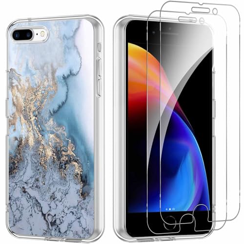 Yoedge Handyhülle für iPhone 7 Plus/8 Plus 5,5'' Hülle mit 2 Stück Schutzfolie Schutzglas, Aesthetic Design Mädchen Muster Klare Schutzhülle, Dünne Silikon Transparent Hülle für iPhone 8 Plus, Marmor Yoedge Handyhülle für iPhone 7 Plus/8 Plus 5,5'' Hülle mit 2 Stück Schutzfolie Schutzglas, Aesthetic Design Mädchen Muster Klare Schutzhülle, Dünne Silikon Transparent Hülle für iPhone 8 Plus, Marmor von Yoedge