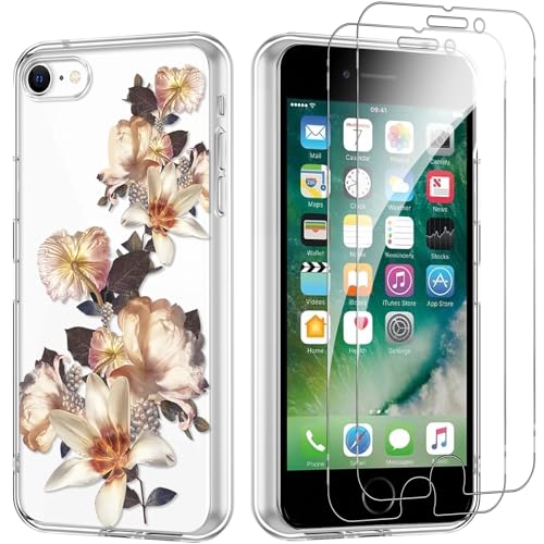 Yoedge Handyhülle für iPhone 8/7/SE 2022/SE 2020 4,7'' Hülle mit 2 Stück Schutzfolie Schutzglas, Aesthetic Design Mädchen Muster Klare Schutzhülle, Silikon Transparent Hülle für iPhone 8, Blume 07 Yoedge Handyhülle für iPhone 8/7/SE 2022/SE 2020 4,7'' Hülle mit 2 Stück Schutzfolie Schutzglas, Aesthetic Design Mädchen Muster Klare Schutzhülle, Silikon Transparent Hülle für iPhone 8, Blume 07 von Yoedge