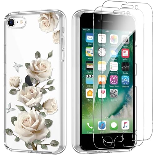 Yoedge Handyhülle für iPhone 8/7/SE 2022/SE 2020 4,7'' Hülle mit 2 Stück Schutzfolie Schutzglas, Aesthetic Design Mädchen Muster Klare Schutzhülle, Silikon Transparent Hülle für iPhone 8, Blume 08 Yoedge Handyhülle für iPhone 8/7/SE 2022/SE 2020 4,7'' Hülle mit 2 Stück Schutzfolie Schutzglas, Aesthetic Design Mädchen Muster Klare Schutzhülle, Silikon Transparent Hülle für iPhone 8, Blume 08 von Yoedge
