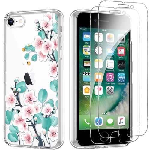 Yoedge Handyhülle für iPhone 8/7/SE 2022/SE 2020 4,7'' Hülle mit 2 Stück Schutzfolie Schutzglas, Aesthetic Design Mädchen Muster Klare Schutzhülle, Silikon Transparent Hülle für iPhone 8, Blume 09 Yoedge Handyhülle für iPhone 8/7/SE 2022/SE 2020 4,7'' Hülle mit 2 Stück Schutzfolie Schutzglas, Aesthetic Design Mädchen Muster Klare Schutzhülle, Silikon Transparent Hülle für iPhone 8, Blume 09 von Yoedge