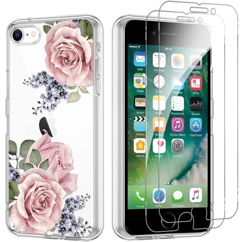 Yoedge Handyhülle für iPhone 8/7/SE 2022/SE 2020 4,7'' Hülle mit 2 Stück Schutzfolie Schutzglas, Aesthetic Design Mädchen Muster Klare Schutzhülle, Silikon Transparent Hülle für iPhone 8, Blume 10 Yoedge Handyhülle für iPhone 8/7/SE 2022/SE 2020 4,7'' Hülle mit 2 Stück Schutzfolie Schutzglas, Aesthetic Design Mädchen Muster Klare Schutzhülle, Silikon Transparent Hülle für iPhone 8, Blume 10 von Yoedge