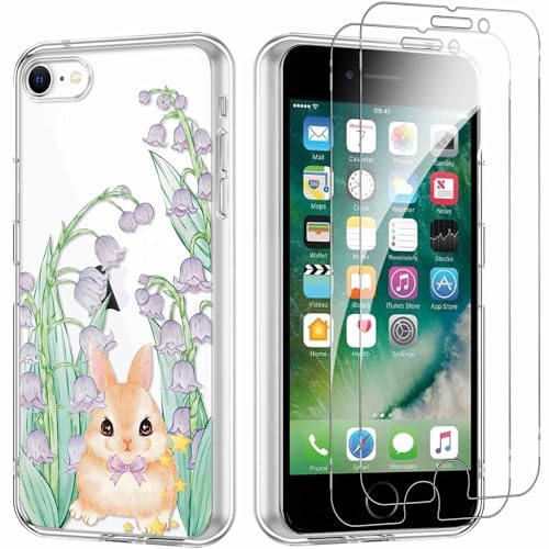 Yoedge Handyhülle für iPhone 8/7/SE 2022/SE 2020 4,7'' Hülle mit 2 Stück Schutzfolie Schutzglas, Aesthetic Design Muster Klare Schutzhülle, Dünne Silikon Transparent Hülle für iPhone 7, Kaninchen Yoedge Handyhülle für iPhone 8/7/SE 2022/SE 2020 4,7'' Hülle mit 2 Stück Schutzfolie Schutzglas, Aesthetic Design Muster Klare Schutzhülle, Dünne Silikon Transparent Hülle für iPhone 7, Kaninchen von Yoedge