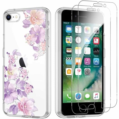 Yoedge Handyhülle für iPhone 8/7/SE 2022/SE 2020 4,7'' Hülle mit 2 Stück Schutzfolie Schutzglas, Aesthetic Design Muster Klare Schutzhülle, Dünne Silikon Transparent Hülle für iPhone 7, Blume 06 Yoedge Handyhülle für iPhone 8/7/SE 2022/SE 2020 4,7'' Hülle mit 2 Stück Schutzfolie Schutzglas, Aesthetic Design Muster Klare Schutzhülle, Dünne Silikon Transparent Hülle für iPhone 7, Blume 06 von Yoedge